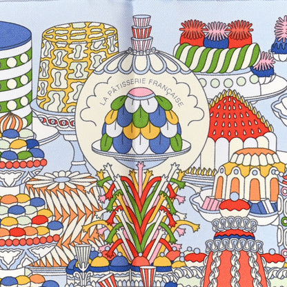 Hermes Silk La Patisserie Francaise Scarf 90 Bleu Ciel Rouge Multicolor 5 of 5