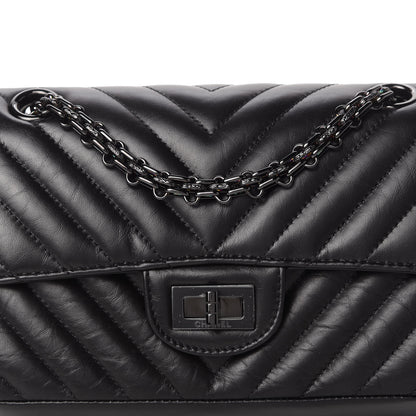 Chanel Aged Calfskin Chevron Quilted 2.55 Reissue Mini Flap So Black 10 of 11