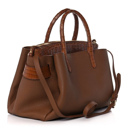 Nancy Gonzalez Calfskin Crocodile Cristie Satchel Brown 3 of 13