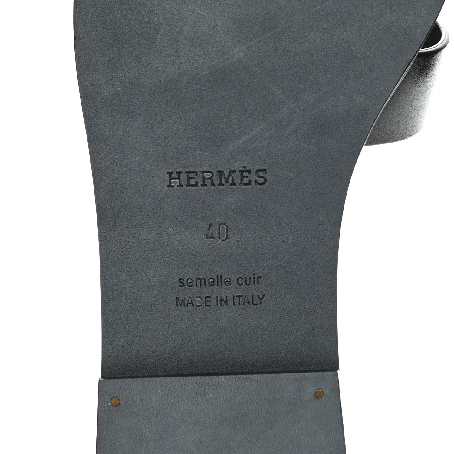 Hermes Box Calfskin Clous Pyramide Oran Sandals 40 Black 6 of 9
