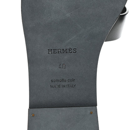 Hermes Box Calfskin Clous Pyramide Oran Sandals 40 Black 6 of 9