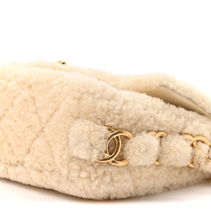 Chanel Shearling Lambskin Quilted Small CC Chain Flap Ecru 8 of 9