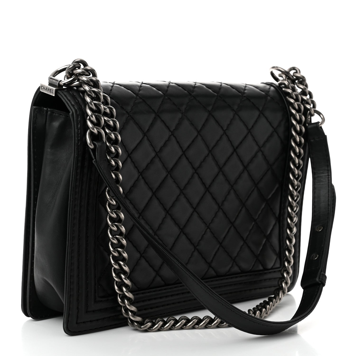 Chanel Calfskin Double Stitch Large Boy Flap Black 3 of 12