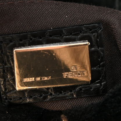 Fendi Velvet Crocodile Embossed Pequin Magic Bag Black 5 of 9