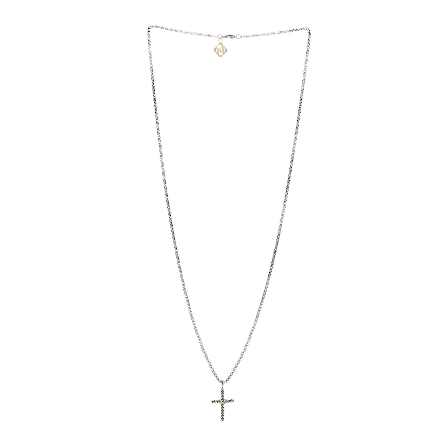 Sterling Silver 14K Yellow Gold Petite X Cross Pendant Necklace