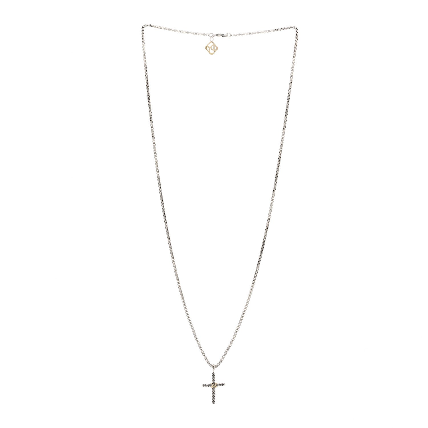David Yurman Sterling Silver 14K Yellow Gold Petite X Cross Pendant Necklace 3 of 4