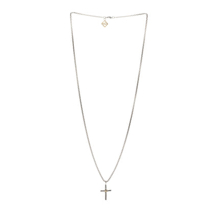 David Yurman Sterling Silver 14K Yellow Gold Petite X Cross Pendant Necklace 3 of 4