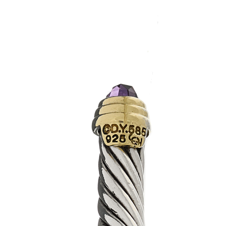 David Yurman Sterling Silver 14K Yellow Gold Amethyst 5mm Cable Classics Petite Color Bracelet 3 of 3