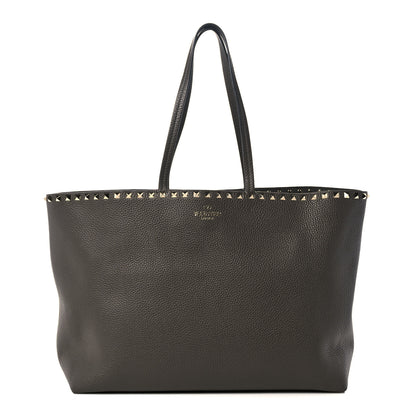 Valentino Garavani Grained Calfskin Rockstud Shoulder Tote Graphite 1 of 8