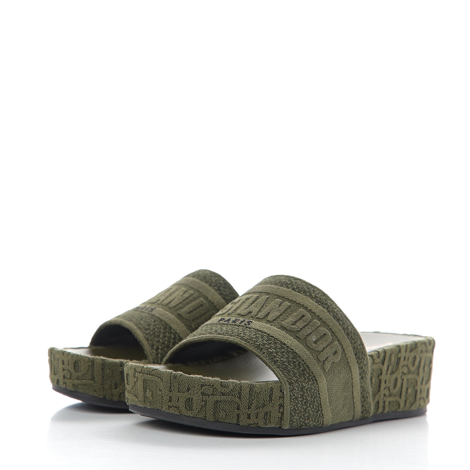 Christian Dior Oblique Denim D-Way Platform Sandal 38 Kaki 3 of 9