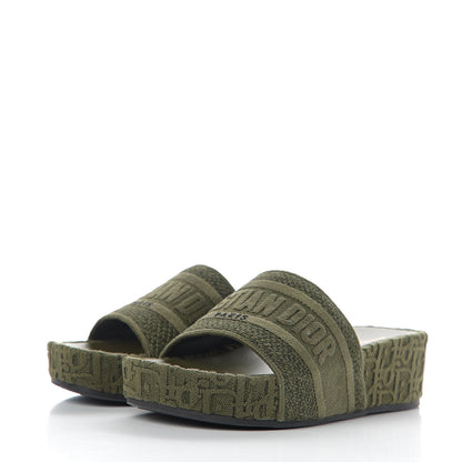 Christian Dior Oblique Denim D-Way Platform Sandal 38 Kaki 3 of 9