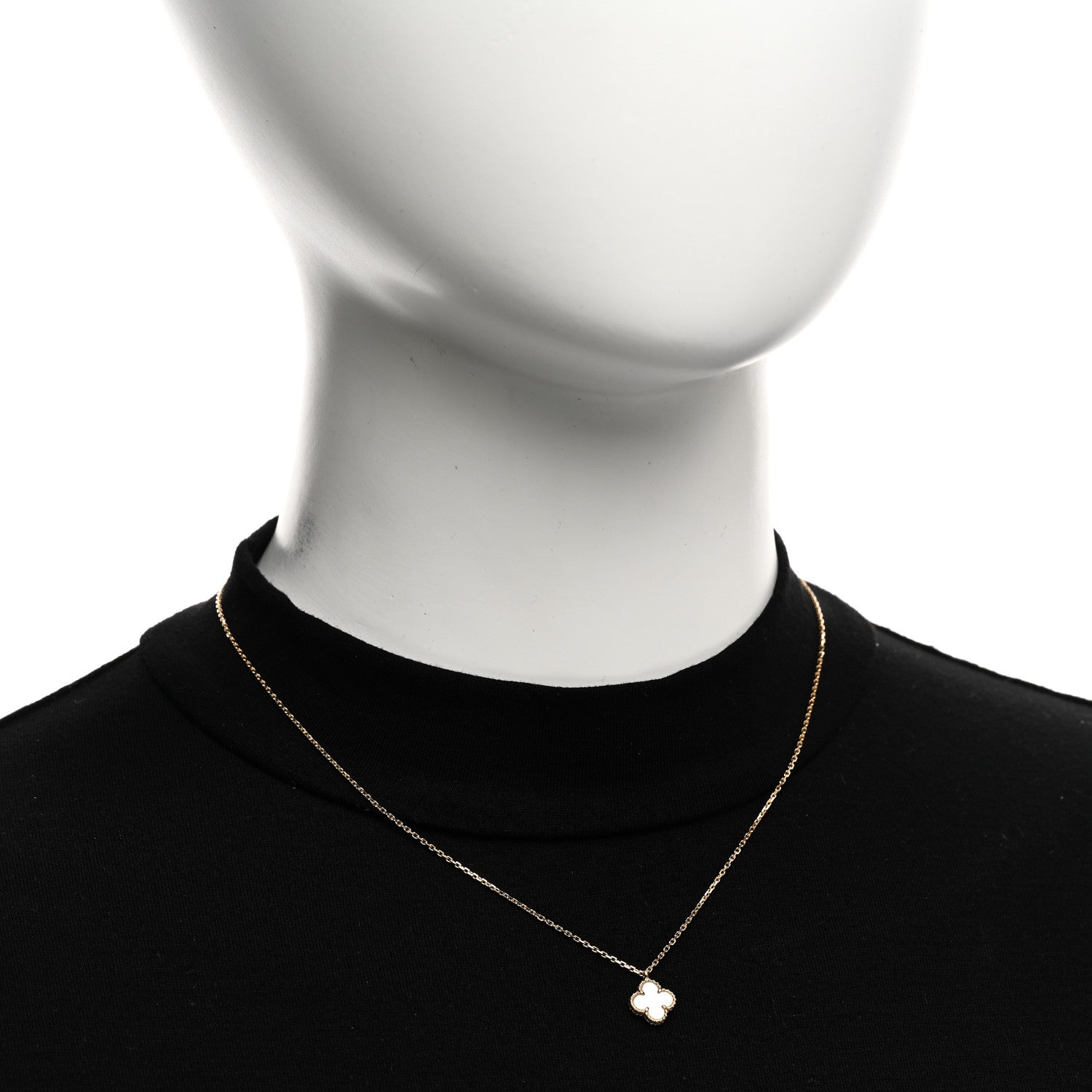 Van Cleef & Arpels 18K Yellow Gold Mother of Pearl Sweet Alhambra Pendant Necklace 2 of 5