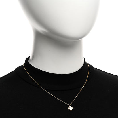 Van Cleef & Arpels 18K Yellow Gold Mother of Pearl Sweet Alhambra Pendant Necklace 2 of 5