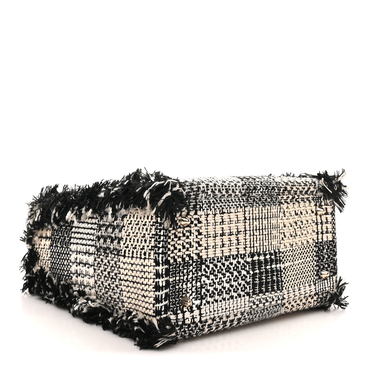 Christian Dior Tweed Fringe Medium Lady Dior White Black 4 of 10