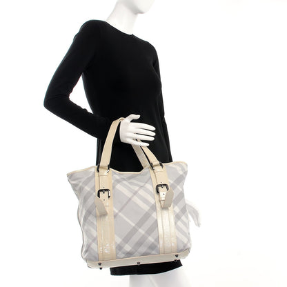Burberry Nylon Beat Check Medium Victoria Tote White 2 of 8