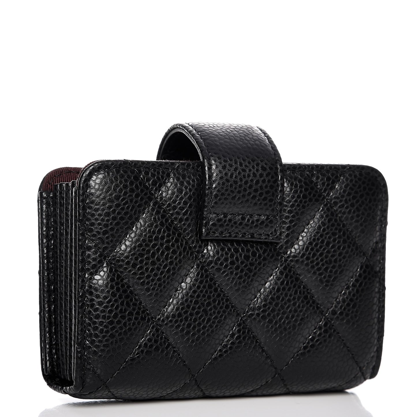 Caviar Quilted Gusseted Card Holder Black