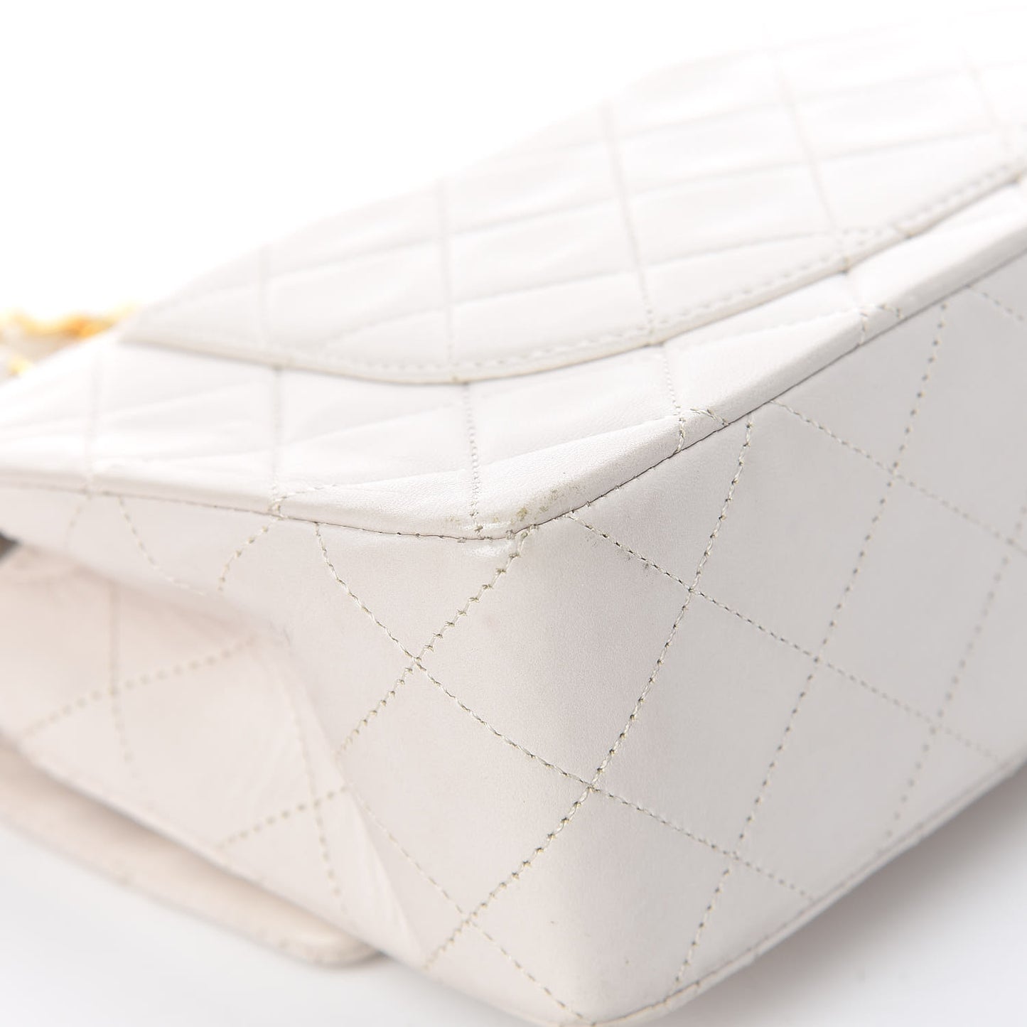 Lambskin Quilted Small Double Flap White