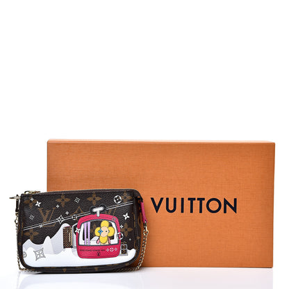 Louis Vuitton Monogram 2019 Christmas Animation Mini Courchevel Pochette Accessories Fuchsia 7 of 7