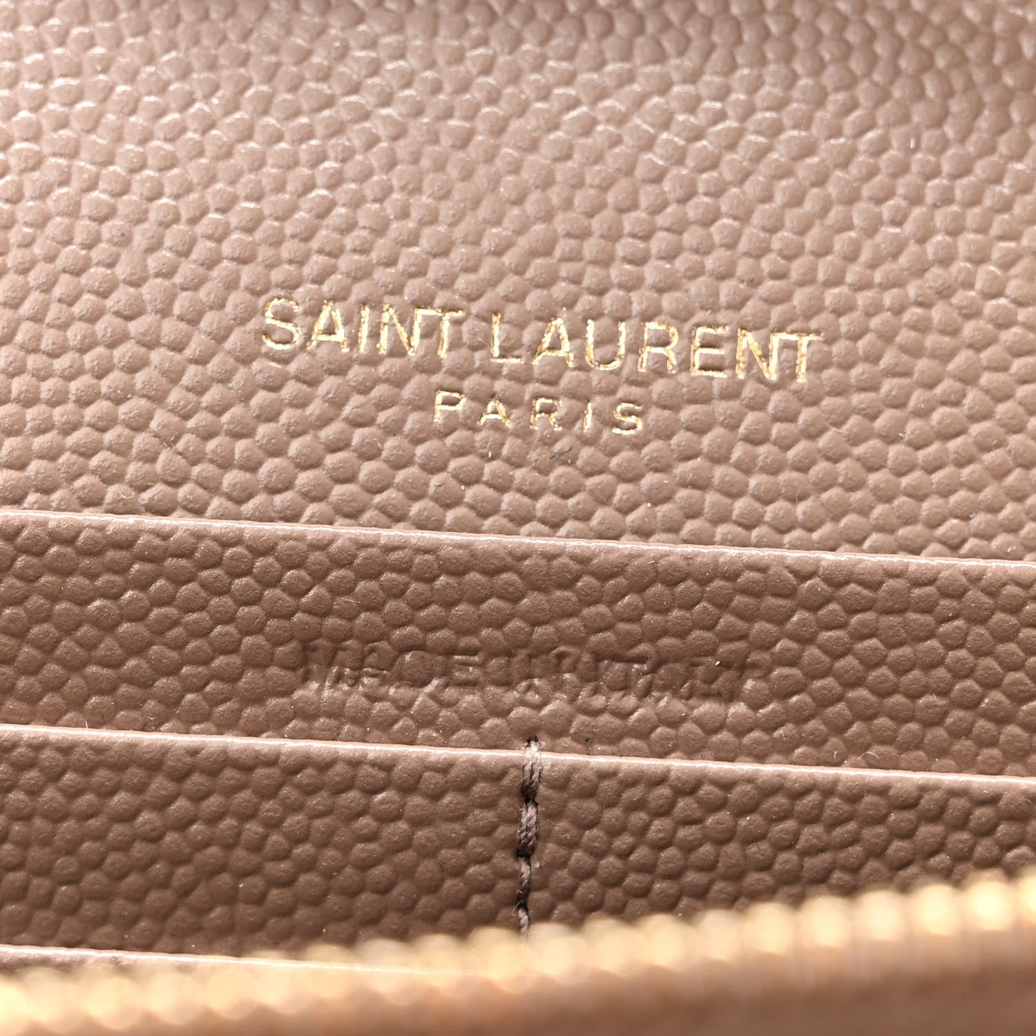 Saint Laurent Grain De Poudre Matelasse Chevron Monogram Chain Wallet Taupe 6 of 9