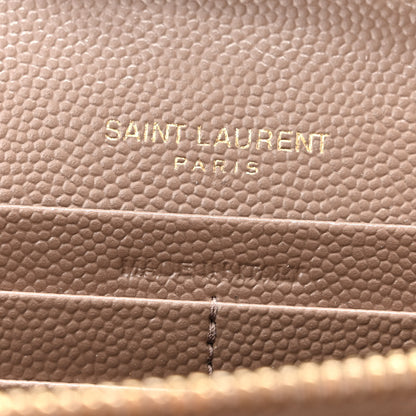 Saint Laurent Grain De Poudre Matelasse Chevron Monogram Chain Wallet Taupe 6 of 9