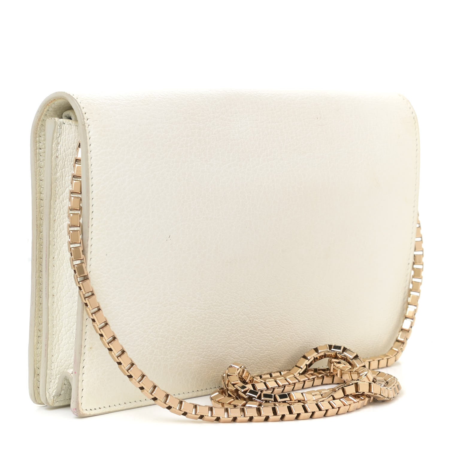 Balenciaga Agneau Gold Metallic Edge Hardware Wallet On Chain White 2 of 13
