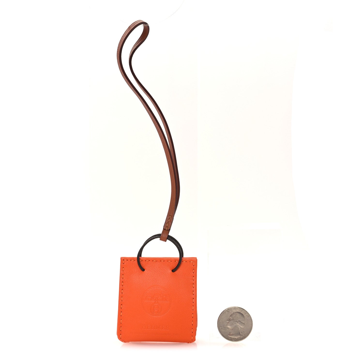 Hermes Milo Lambskin Swift Shopping Bag Charm Feu Gold 2 of 6