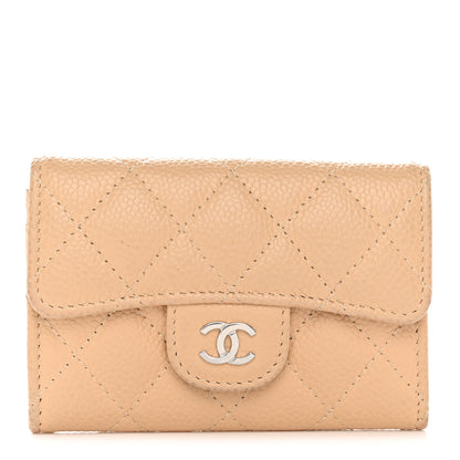 Chanel Caviar Quilted Flap Card Holder Wallet Light Beige 1 of 10