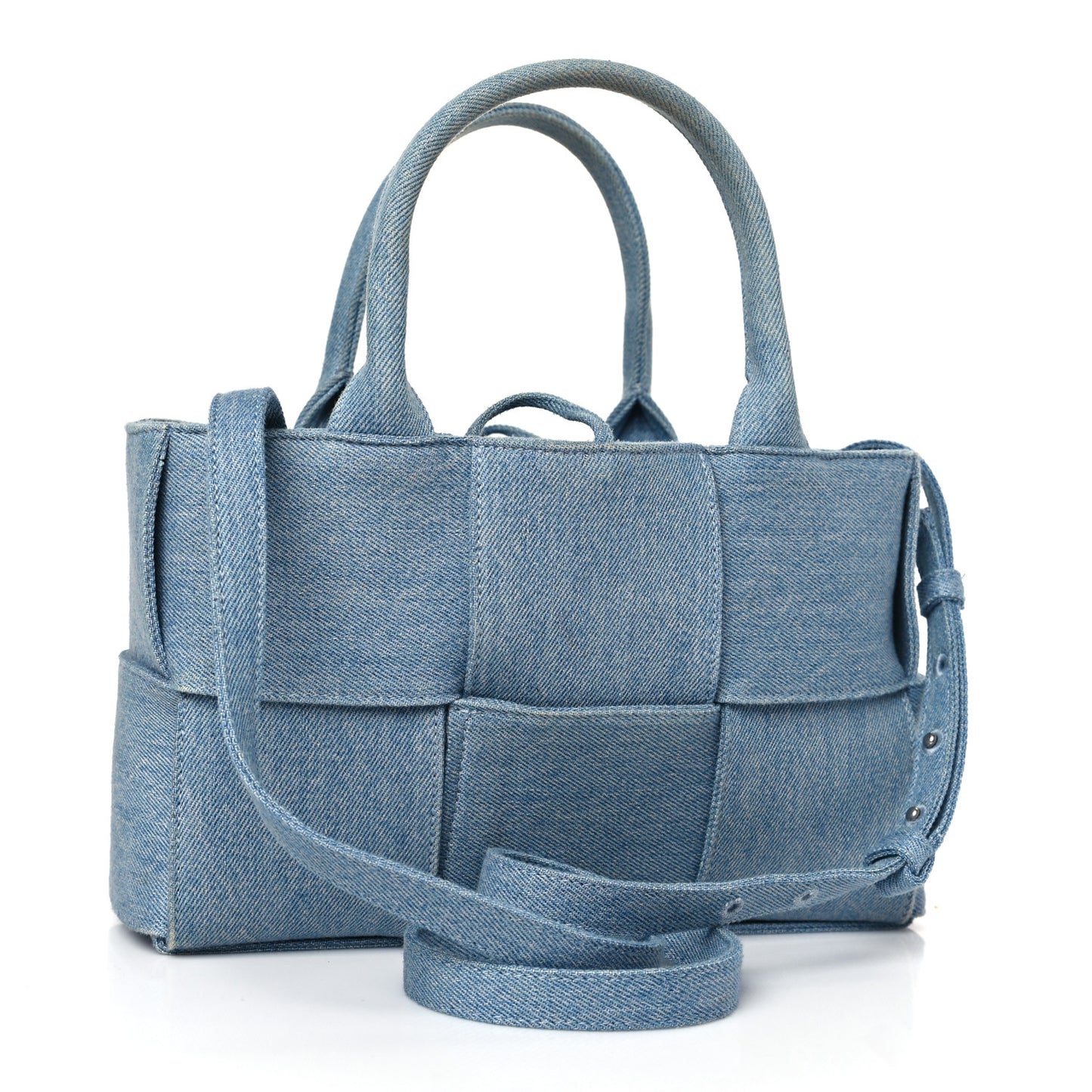 Denim Maxi Intrecciato Mini Arco Tote Blue