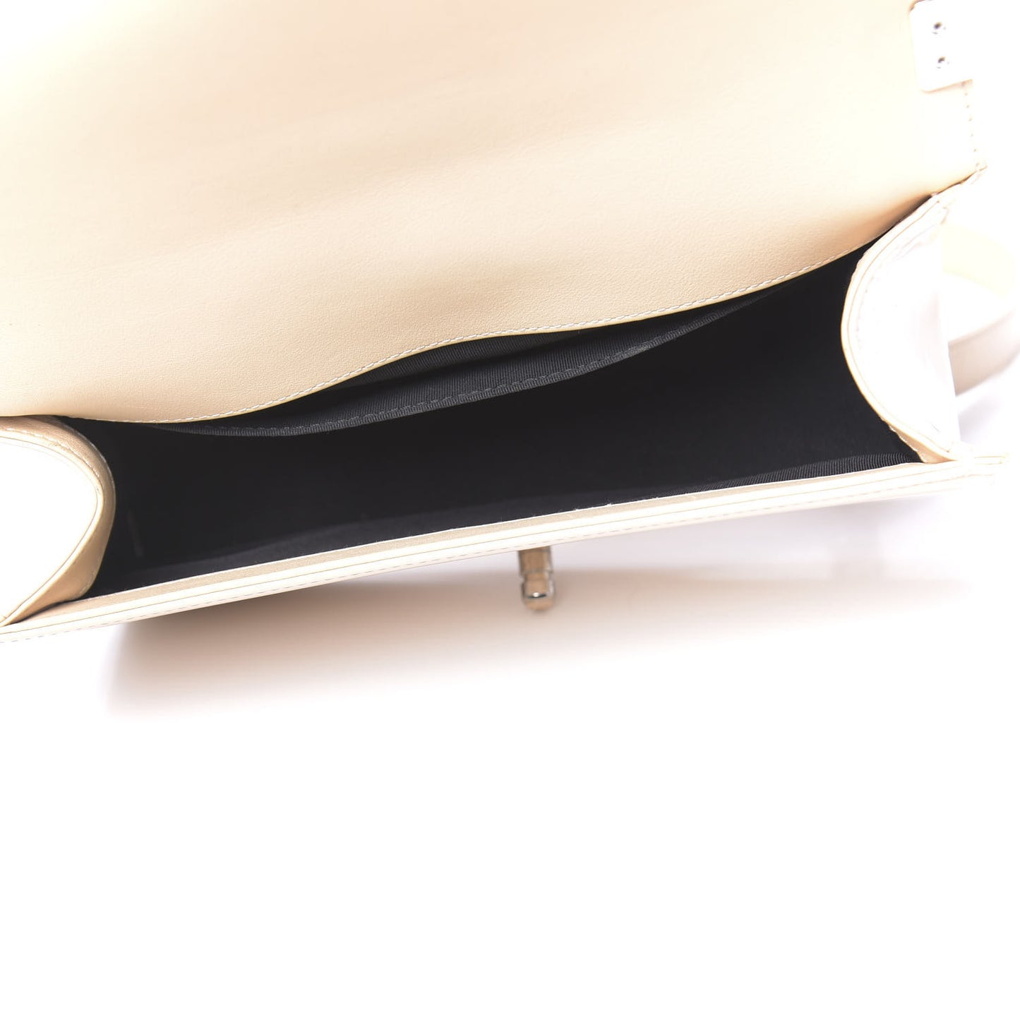 Patent Calfskin Quilted Medium Plexiglass Boy Flap Beige