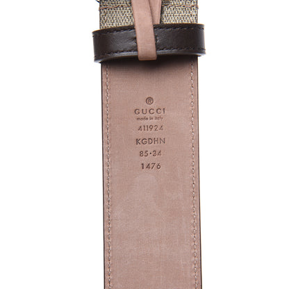 Gucci GG Supreme Monogram Selleria Calfskin Interlocking G 40mm Belt 85 34 Beige Ebony Cocoa 7 of 8