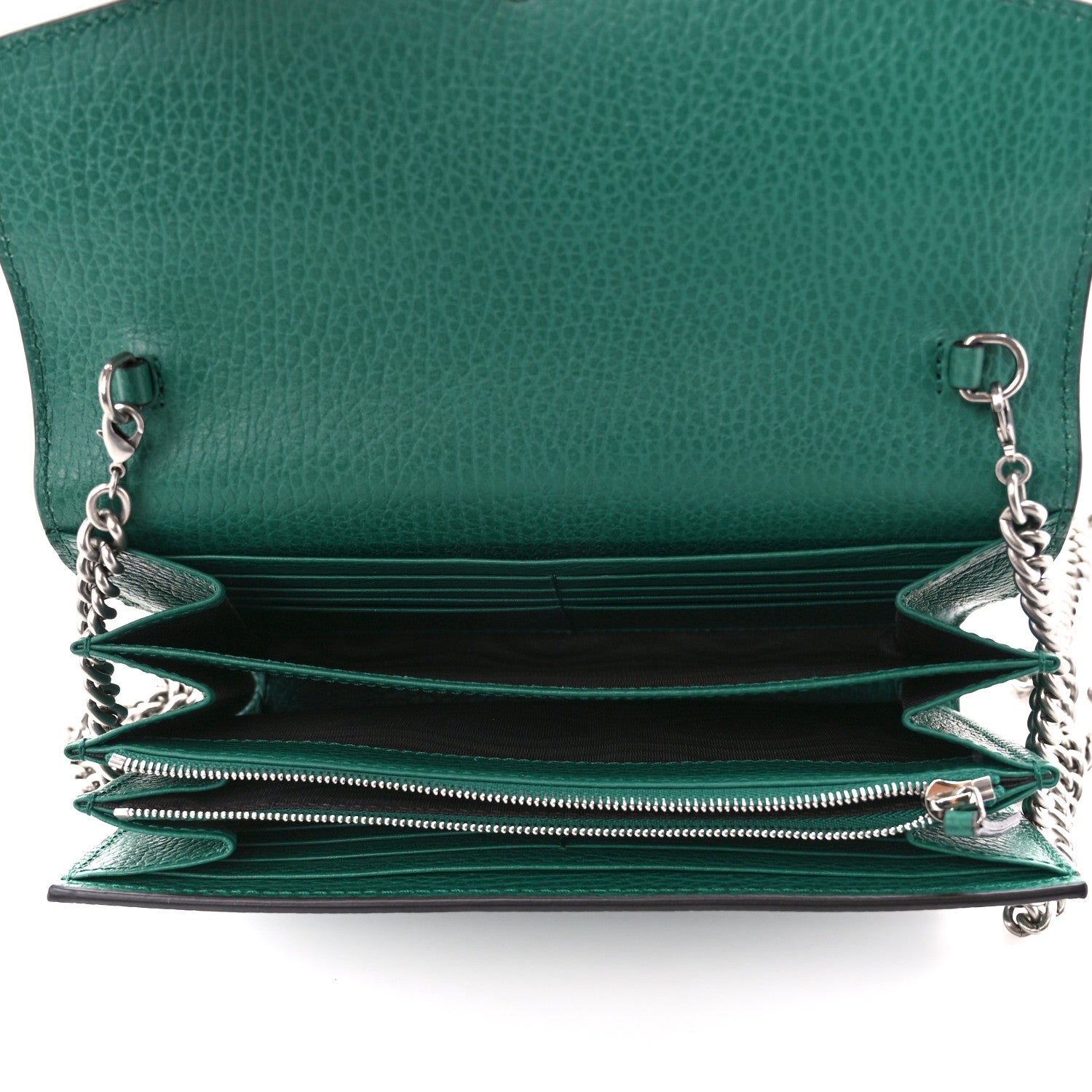 Gucci Calfskin Mini Dionysus Chain Wallet Emerald 5 of 11