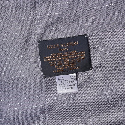 Louis Vuitton Wool Silk Monogram Glimmer Shawl Gris Blue 4 of 4