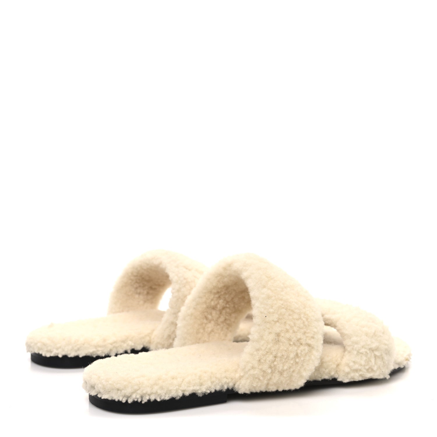 Saint Laurent Shearling Mens Bleach Flat Slide Sandals 43 Naturale 5 of 10