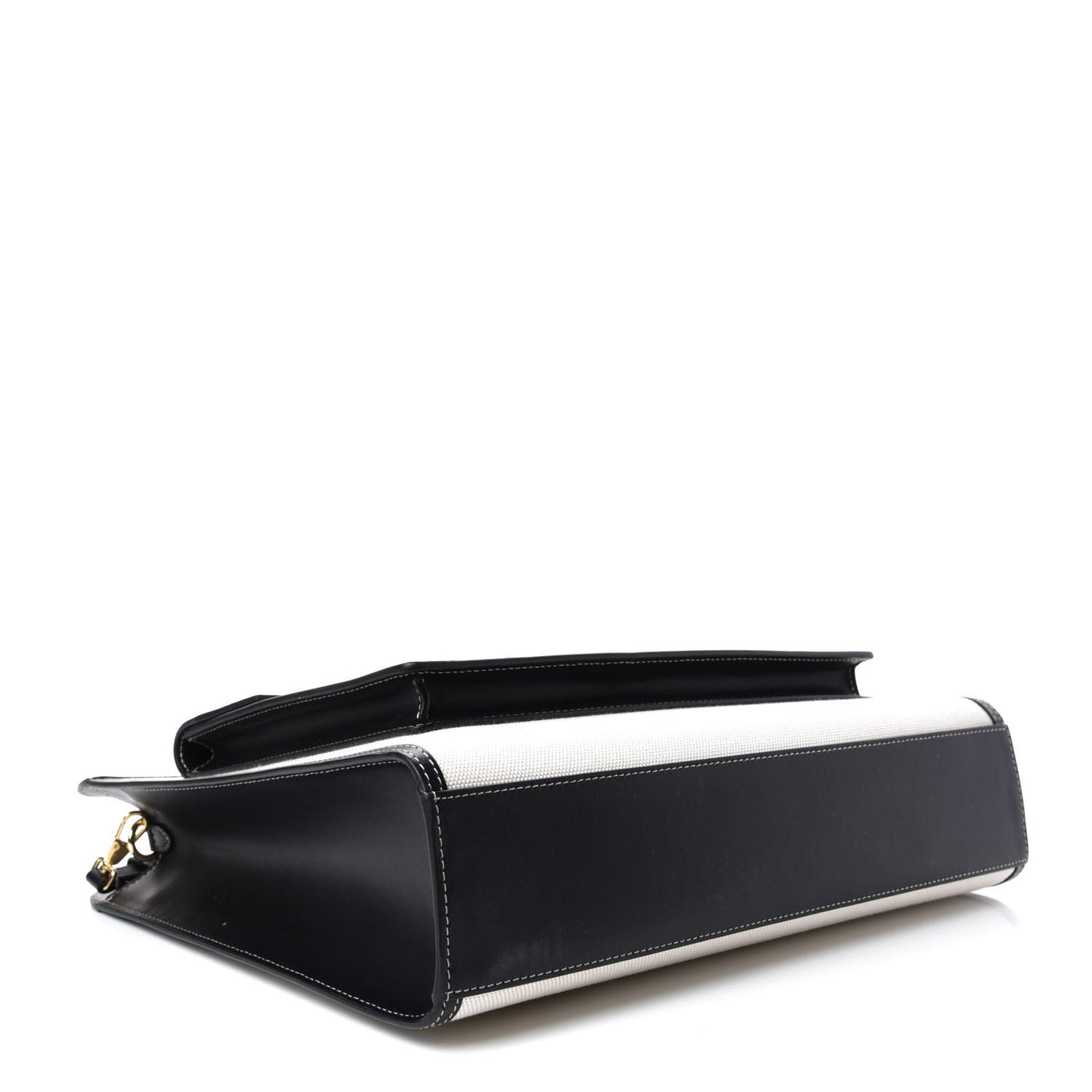 Canvas Smooth Calfskin Two Tone Medium Pocket Bag Natural Black