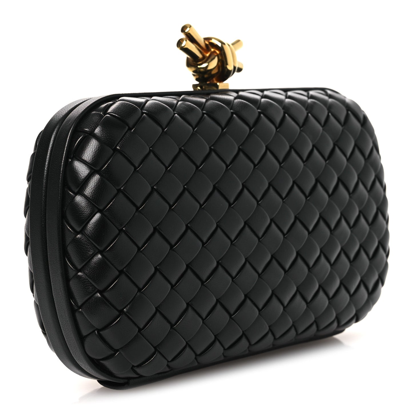 Nappa Intrecciato Knot Clutch Black