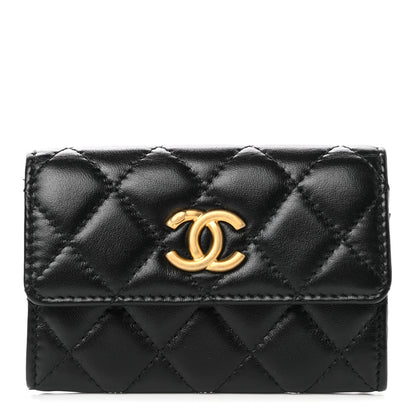 Chanel Lambskin Quilted Flap Card Holder Wallet Black 1 of 10