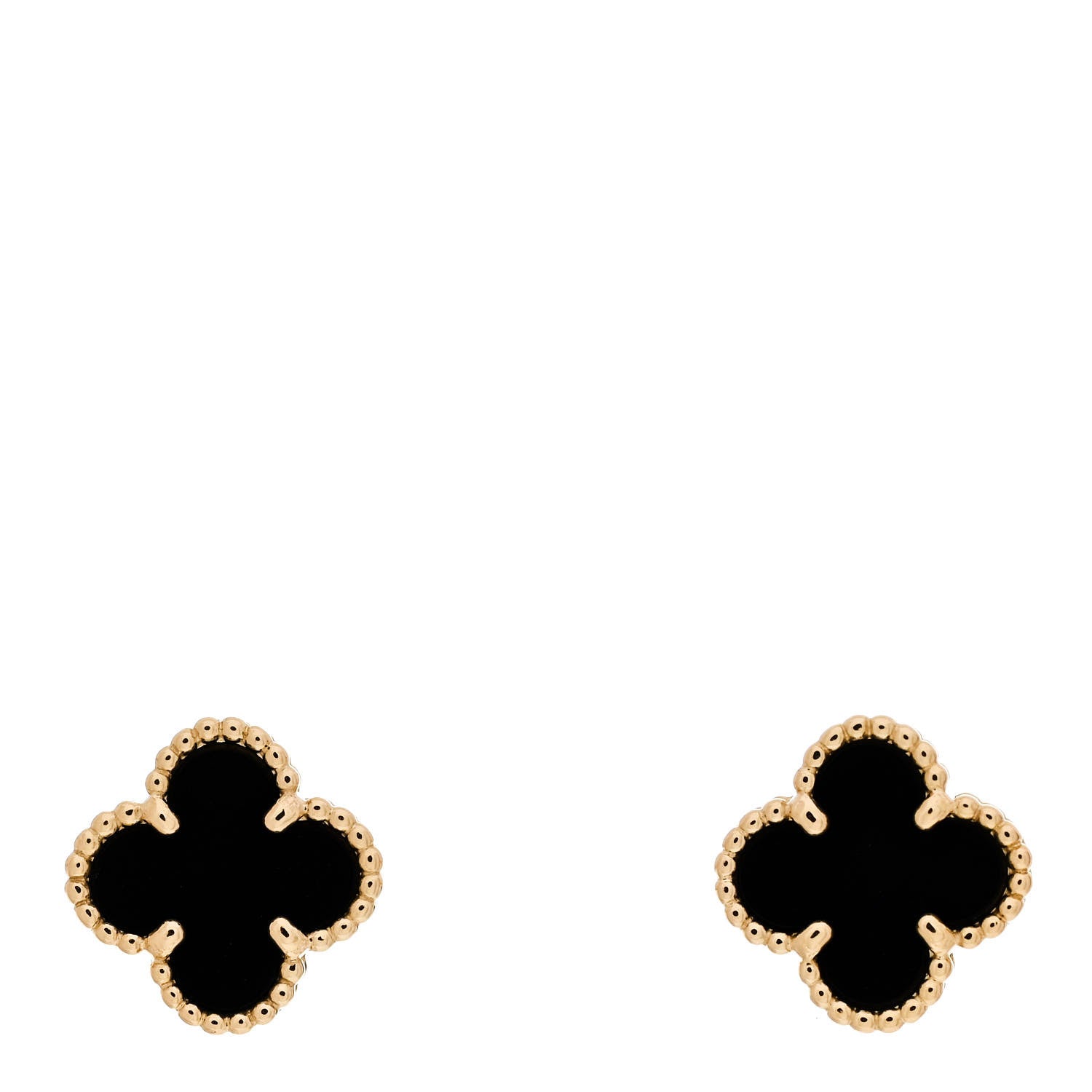 Van Cleef & Arpels 18K Yellow Gold Black Onyx Sweet Alhambra Earrings 1 of 5