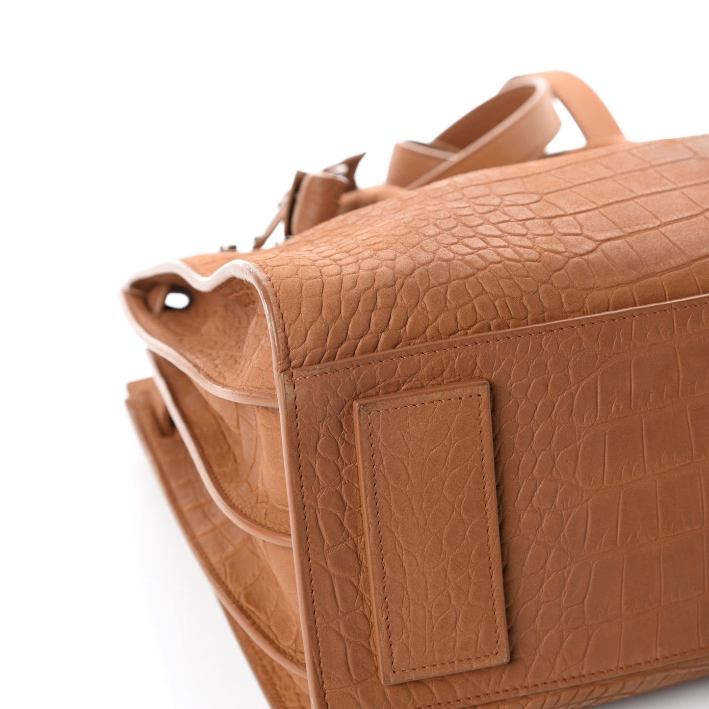 Crocodile Embossed Suede Small Supple Sac de Jour Tan