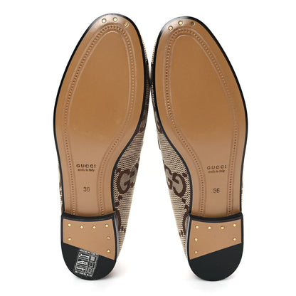 Gucci Monogram Jumbo GG Malaga Kid Horsebit Womens Jordaan Loafers 36 Beige Ebony New Acero 6 of 10