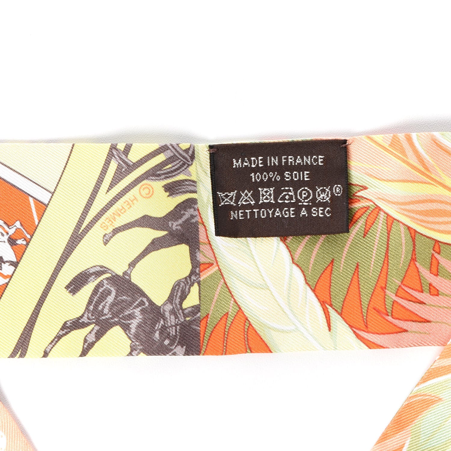 Hermes Silk Cheval Phoenix Twilly Orange Jaune Vif Vert 3 of 5