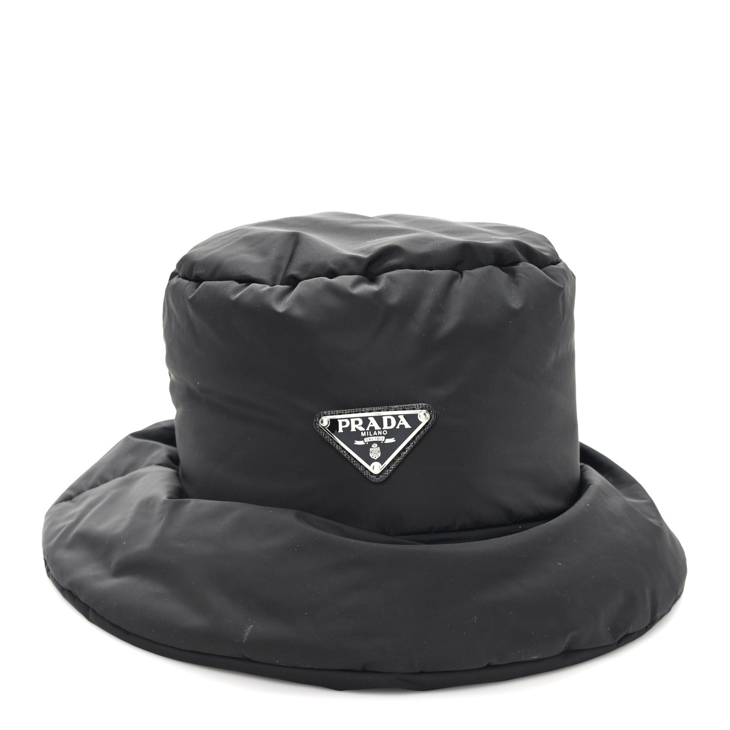 Re-Nylon Metal Triangle Logo Padded Bucket Hat M Black