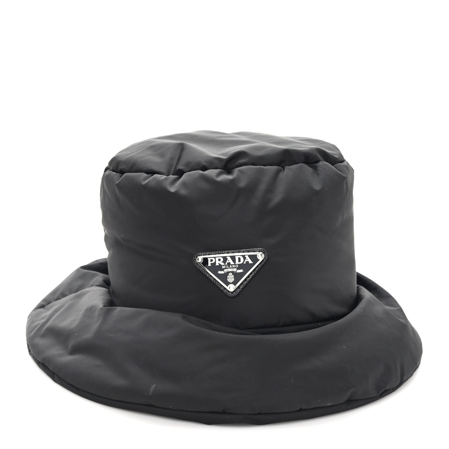 Prada Re-Nylon Metal Triangle Logo Padded Bucket Hat M Black 3 of 10