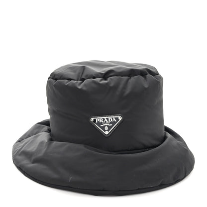 Prada Re-Nylon Metal Triangle Logo Padded Bucket Hat M Black 3 of 10