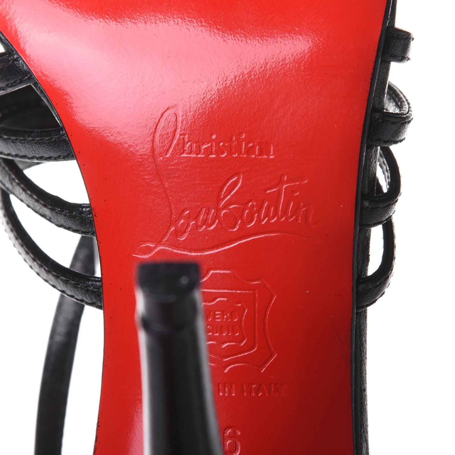 Christian Louboutin Calfskin Strappy Sandals 36 Black 6 of 7