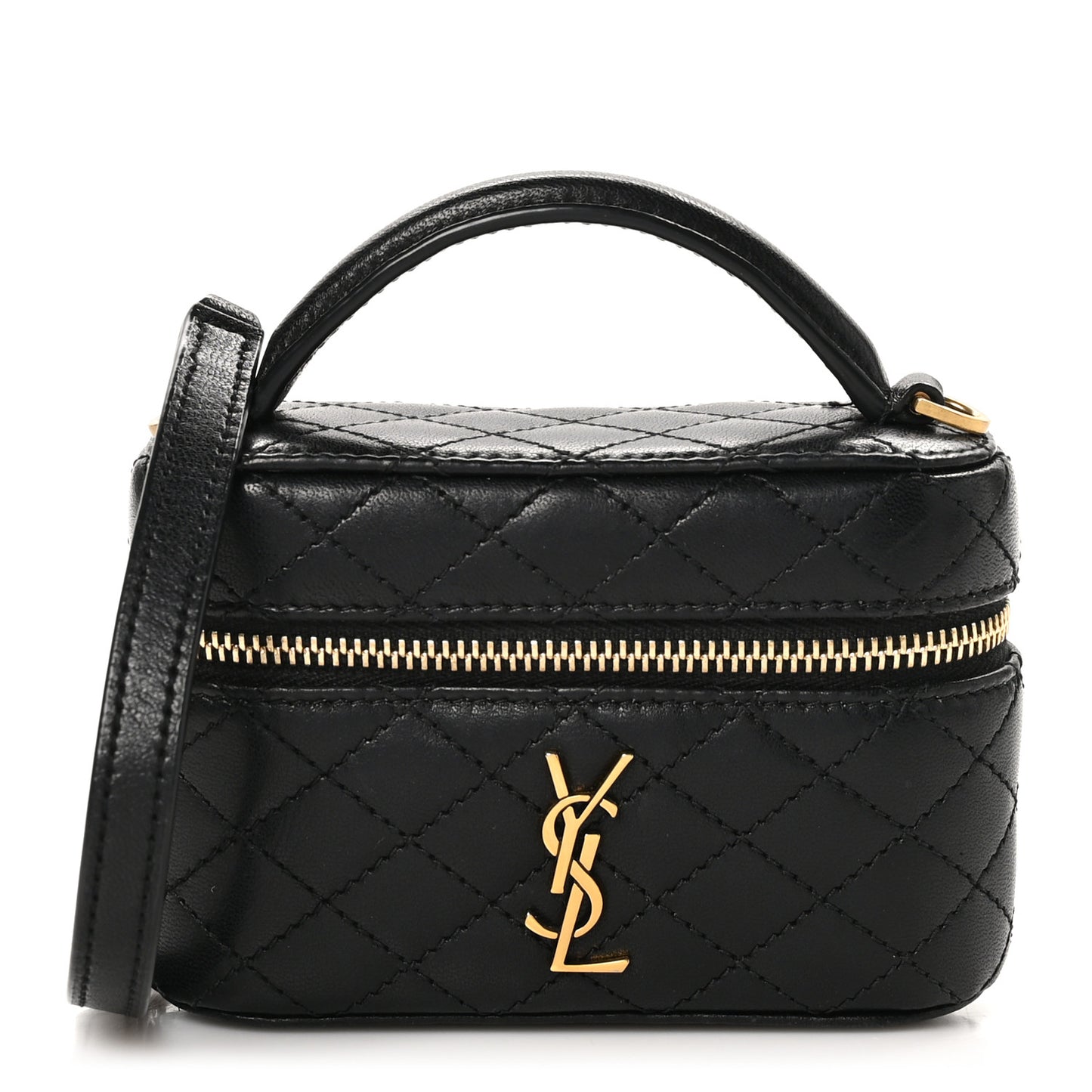 Lambskin Quilted Micro Gaby Vanity Case Black