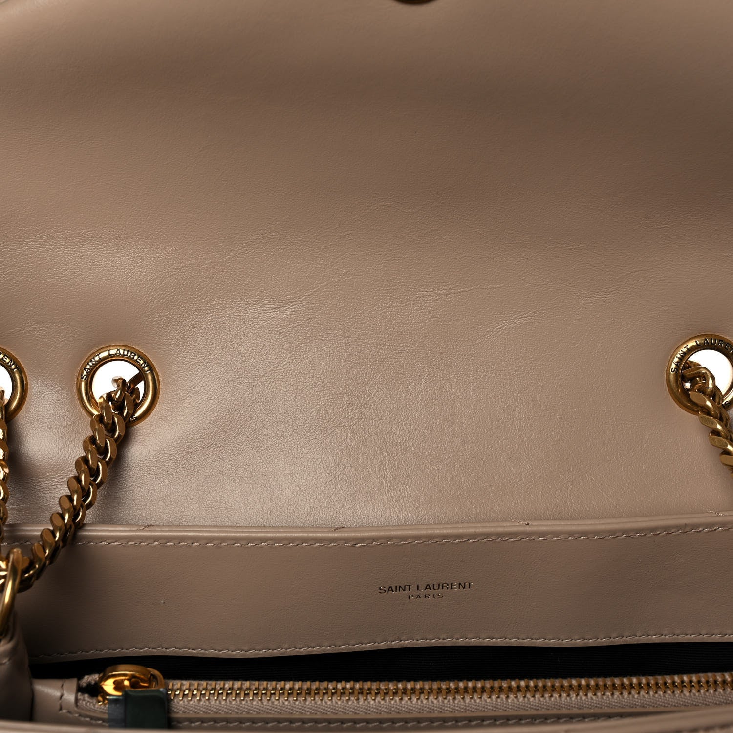 Saint Laurent Calfskin Y Quilted Monogram Medium Loulou Chain Satchel Dark Beige 12 of 14