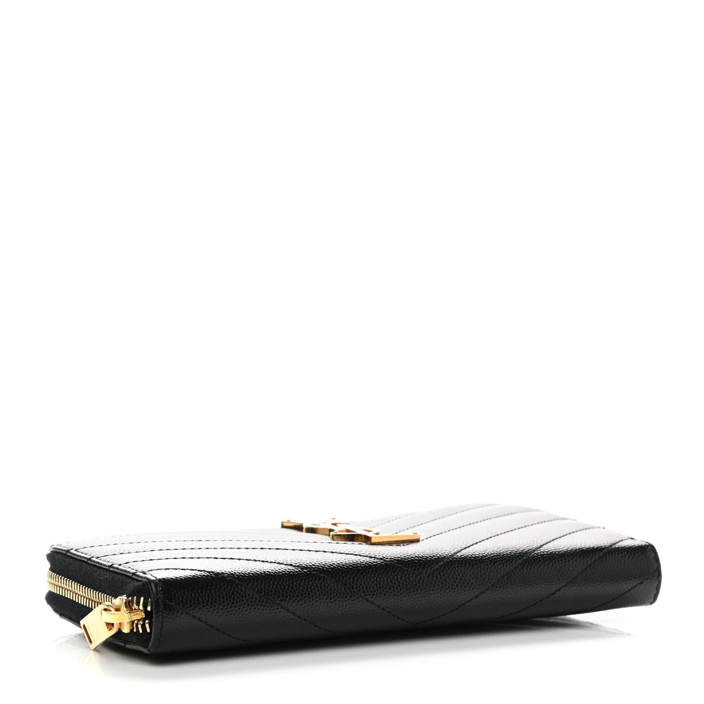 Grain De Poudre Matelasse Chevron Monogram Zip Around Wallet Black