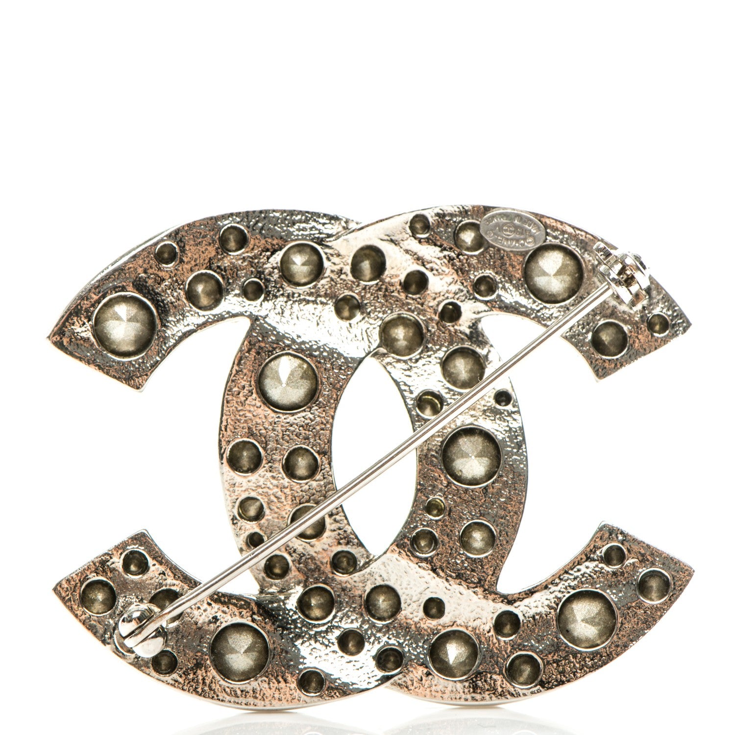 Chanel Crystal Large CC Brooch Silver 3 of 4