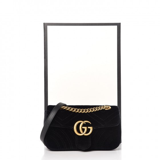 Gucci Velvet Matelasse Mini GG Marmont Shoulder Bag Black 8 of 8