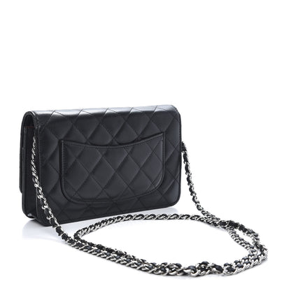 Chanel Lambskin Quilted Wallet On Chain WOC Black 3 of 14